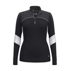 Smartwool Classic Thermal Merino Baselayer Colorblock 1/4 Zip Top Women's in Black and Charcoal Heather